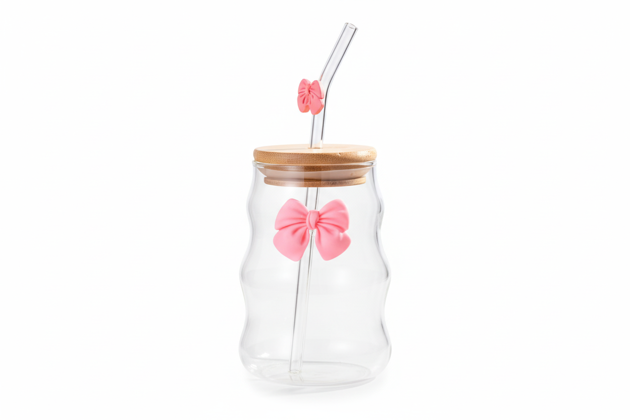 Large 15.22oz Shatterproof Borosilicate Glass Cup with Lid & Straw