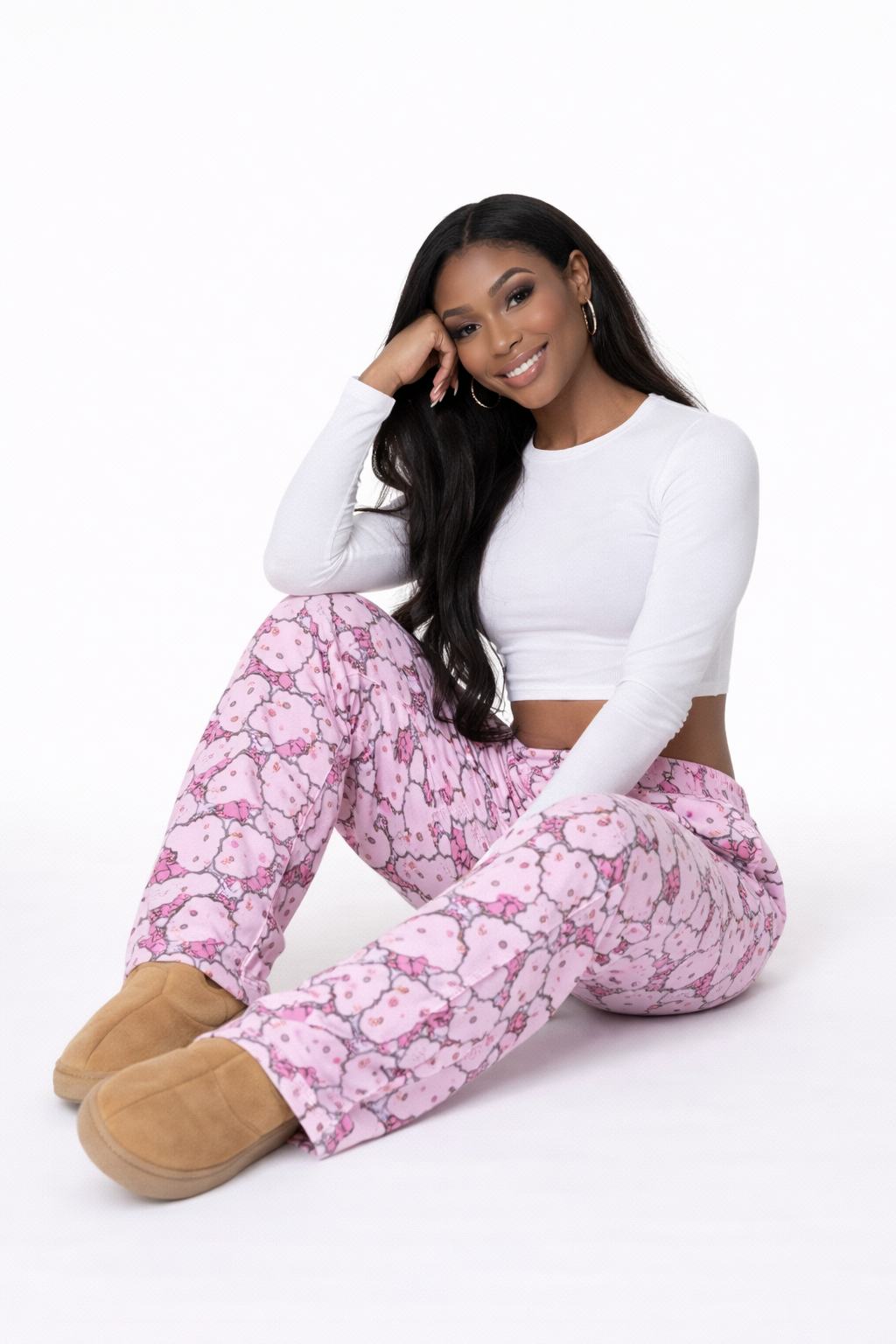 Hello Kitty Flannel Pants Soft Pink
