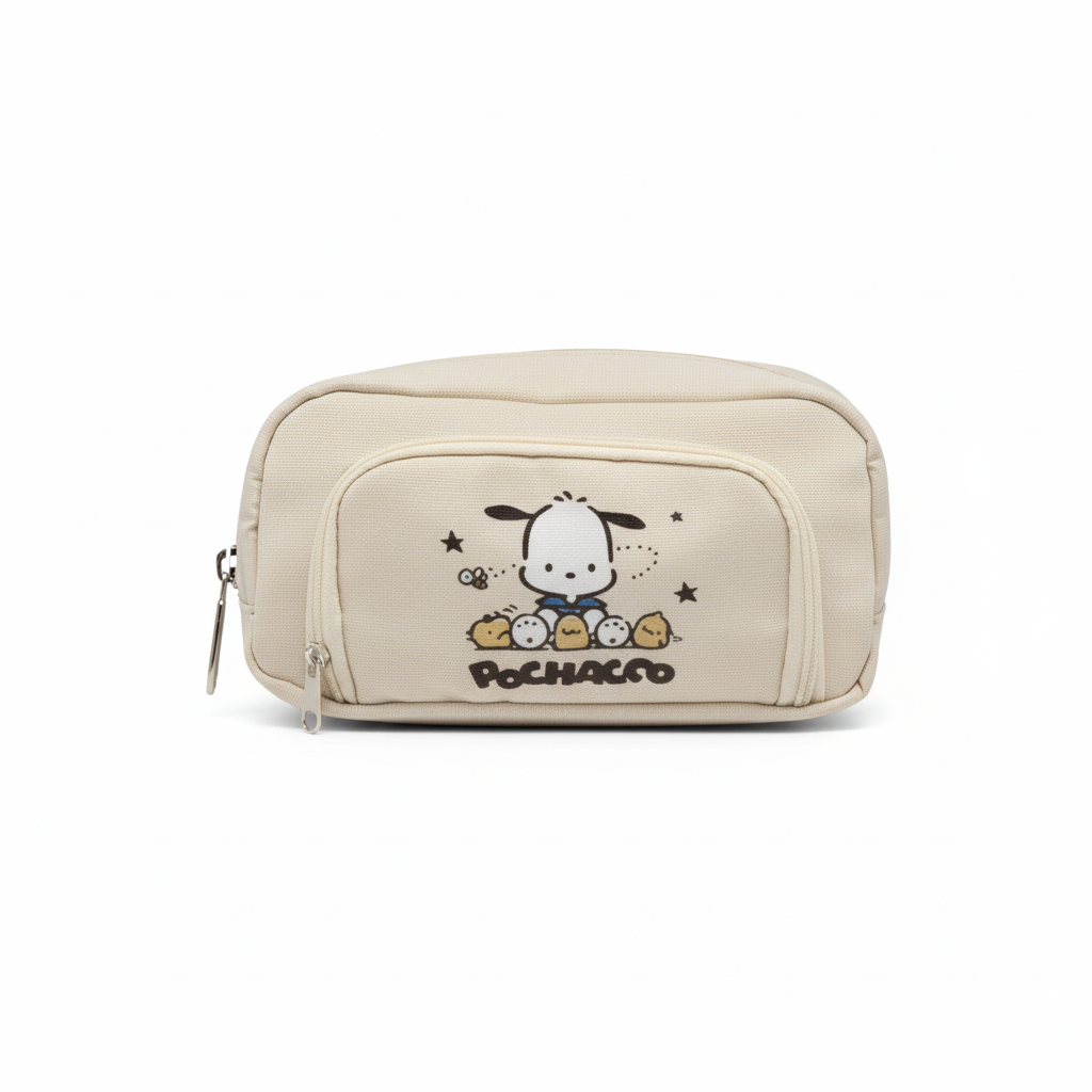 Pochacco Double-Layer Flip Canvas Pencil Case with a Large Capacity
