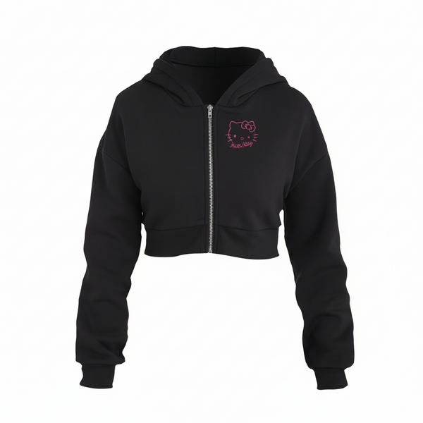 Hello Kitty Zip-Up Cropped Hoodie