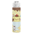 Sanrio, POMPONPURIN Plastic Water Bottle, Cute Art Printed Design Plastic Sports Water Bottle, Flip Cover, Reusable 25oz 750ml Plastic Water Bottle, Lightweight Leak Proof Travel